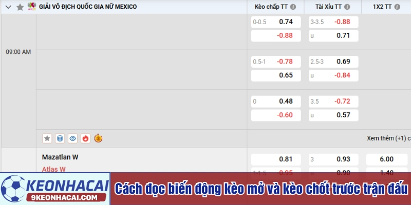 Cách đọc biến động kèo mở và kèo chốt trước trận đấu